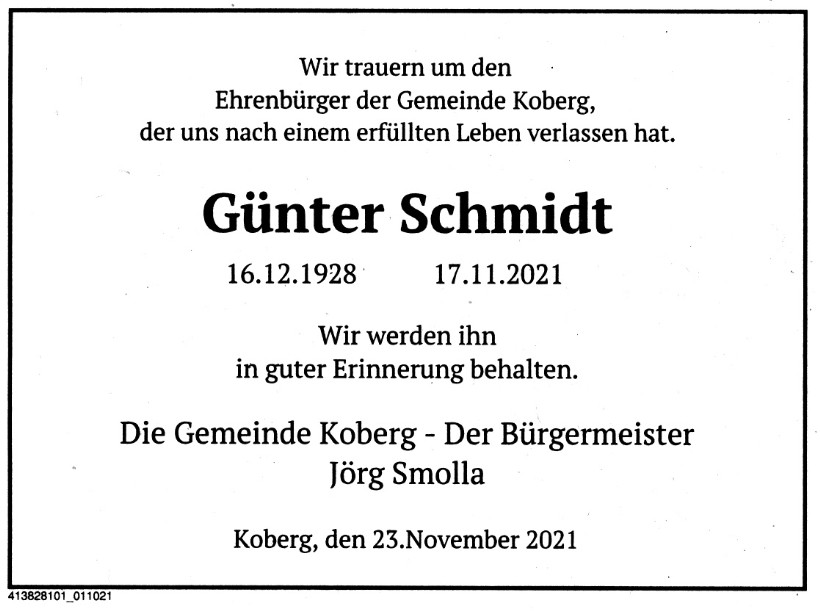 Günter Schmidt, Gemeinde