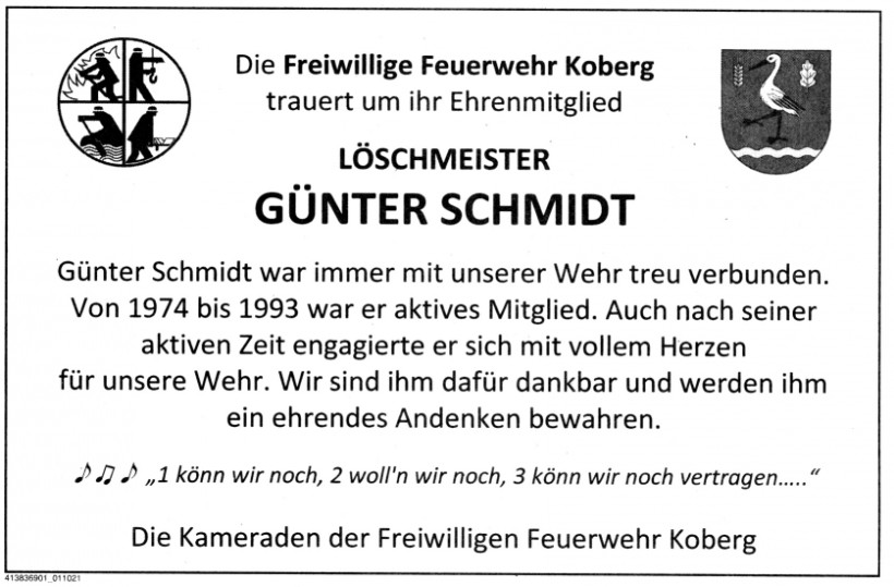 Günter Schmidt, Feuerwehr